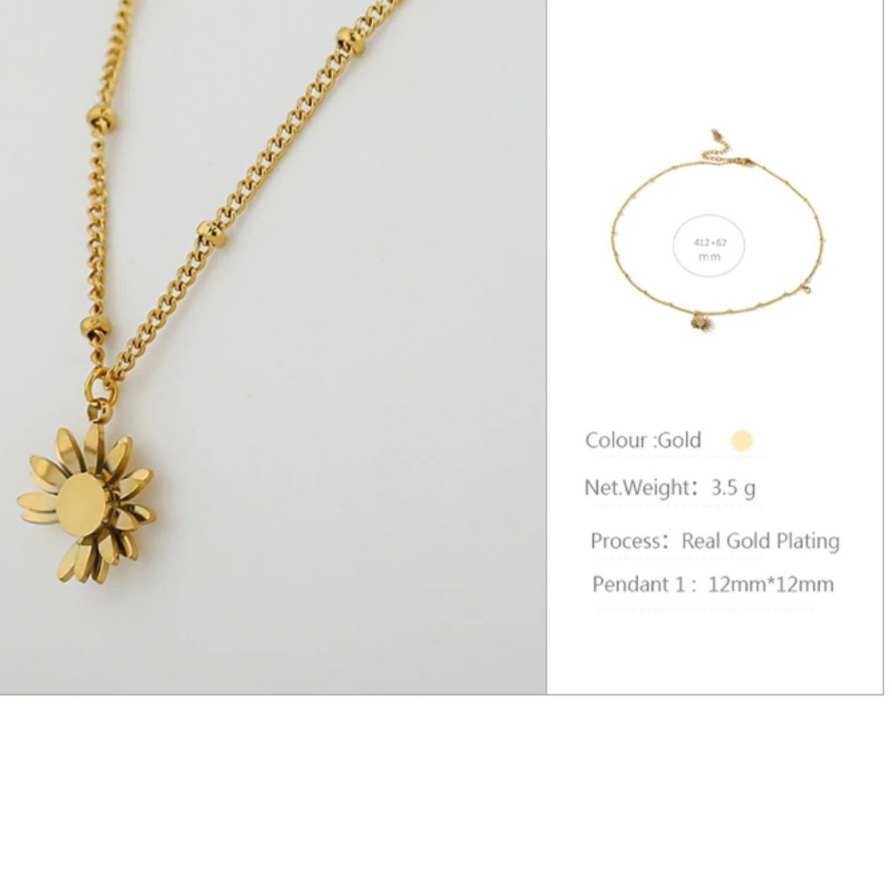 New 18K Gold Plated Daisy Diamond Necklace - Picture 5 of 6